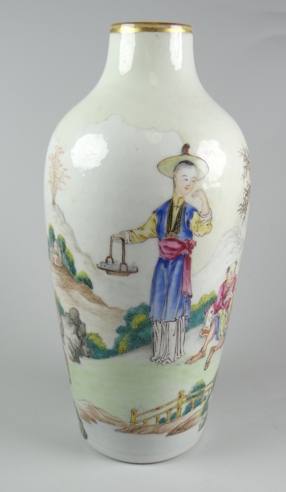 CHINESE EXPORT PORCELAIN FAMILLE ROSE VASE depicting various figures & animals in expansive - Image 2 of 17