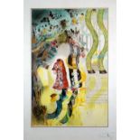 SALVADOR DALI coloured lithograph - entitled verso 'Yellow Spiral', signed XCII4/C, 62 x 40cms