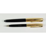 VINTAGE BLACK PARKER 51 FOUNTAIN PEN & PENCIL SET with Signet 12ct rolled gold caps Condition