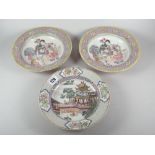 A PAIR OF CHINESE EGGSHELL PORCELAIN SHALLOW BOWLS decorated with figures, pots & animals within