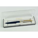 MODERN (1994) BLUE PARKER 45 CLASSIC with 14ct gold nib, stainless steel cap, in original box with