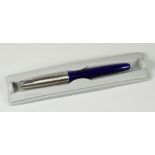 MODERN TRANSLUCENT BLUE PARKER FRONTIER FOUNTAIN PEN with steel nib, in original box