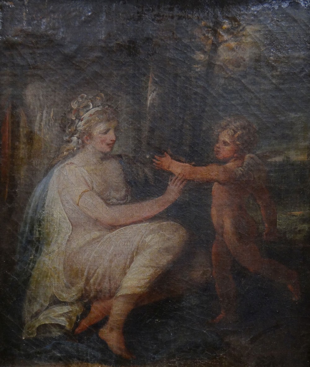 RICHARD WESTALL RA oil on canvas - entitled 'Venus & Cupid', 24 x 20cms Provenance: 1918 dated