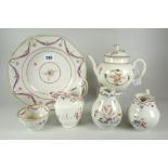 GROUP OF 18th CENTURY & LATER PORCELAIN to include hand painted bullet-shaped teapot & cover,