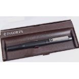 VINTAGE (1978-80) MATT BLACK PARKER 25 FOUNTAIN PEN in original box with guarantee