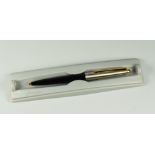 MODERN BLACK PARKER 45 SPECIAL BALLPOINT PEN with cabochon jewel clip screw in gold, in original