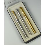 THREE PARKER FOUNTAIN PENS including one brushed steel Parker Arrow Flighter fountain pen with