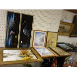 A quantity of oriental paintings and prints etc