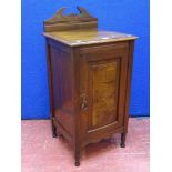 Edwardian single door pot cupboard with shaped railback