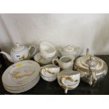 An Oriental part tea service with teapot & an EPBM teapot