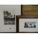A WATSON TURNBULL proof etching - titled 'Surrey Pines', & a small continental tinted etching of