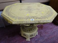 An Empire-style cream painted side table, the centre column decorated with cherub & floral garland