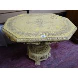 An Empire-style cream painted side table, the centre column decorated with cherub & floral garland