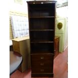 A modern antique-style hardwood display cupboard with adjustable shelving & three lower drawers