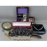 A collection of mainly vintage jewellery to include 14ct & other gold, a decorative hand mirror, a