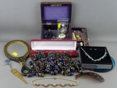 A collection of mainly vintage jewellery to include 14ct & other gold, a decorative hand mirror, a