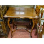 Shaped top occasional table with undershelf on bentwood legs