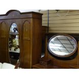 Mahogany single door wardrobe with base drawer and similar two drawer dressing table