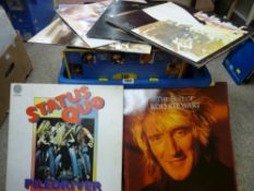 Tub containing good quantity of contemporary LP records - Led Zeppelin, Wings, Rod Stewart etc