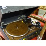 Cased Decca picnic gramophone (needles in cabinet)