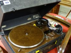 Cased Decca picnic gramophone (needles in cabinet)
