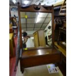 Framed polished wood mirror with under storage box