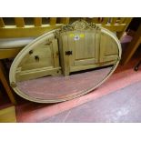 Oval bevelled edge mirror with painted metal frame