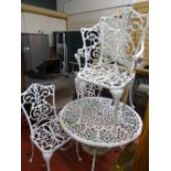 Metal white painted garden set of table and four chairs