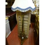 Brass ornate standard lamp and shade E/T