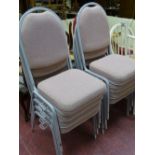 Parcel of eight stacking and linking upholstered chairs