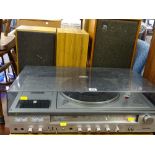 Vintage Toshiba SM-2950 stereo music centre, pair of Dynatron wooden cased speakers and one other