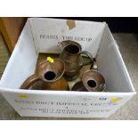 Three vintage copper measuring jugs