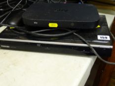 Toshiba DVD player and a Sky entertainment box E/T