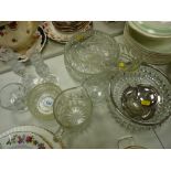Parcel of miscellaneous glassware including electroplate lidded marmalade jar with saucer
