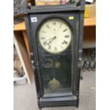 Black japanned pendulum wall clock with enamelled dial