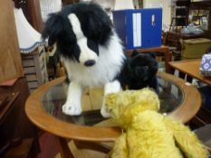 Three good soft toys including sheepdog and vintage teddy bear