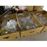 Three boxes containing large quantity of drinking and other glassware