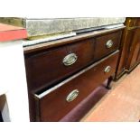 Polished wood chest of three drawers with pad feet