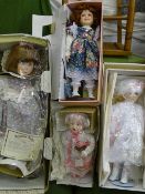 Four boxed display dolls, various makes
