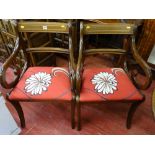 Two mahogany inlaid dining chairs