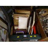 A box of prints, frames etc