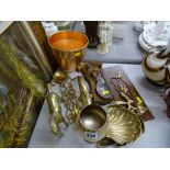 A parcel of copper and brass items etc