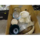 A box of household porcelain and glassware