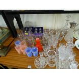 A large parcel of drinking and other glassware, including claret jug, decanter with stopper etc