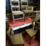 White painted formica topped table and four farmhouse style chairs