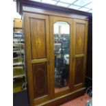 Vintage inlaid triple door wardrobe and dressing table