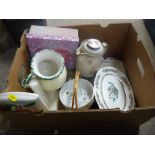 Box of household crockery etc