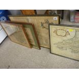 Four vintage/antique maps (generally poor condition)
