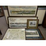 Selection of antique style maps, prospect prints and views