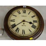 Wall clock with enamel dial marked 'Corney, Rhyl'